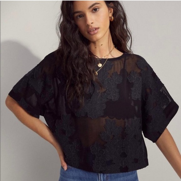 WILFRED Embroidered Blayze Short Sleeve Blouse (Medium) - Picture 8 of 8